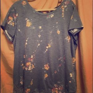 Floral print short sleeved blouse